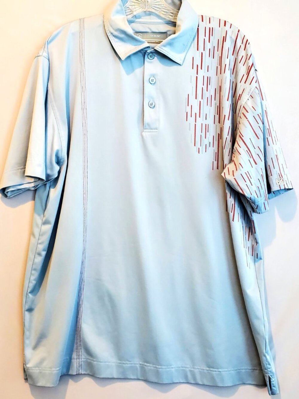 Cutter & Buck DryTec Men Golf Shirt Stretch Moisture Protection Geometric Stripe
